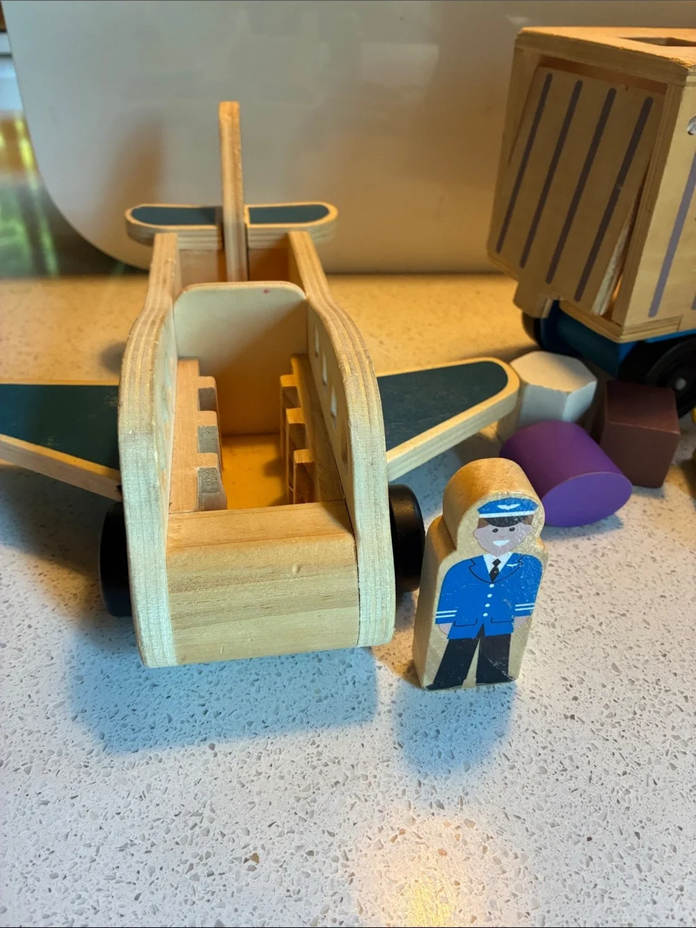 Melissa & Doug Blue Wooden Airplane and Shape-Sorting Truck Set